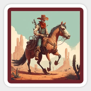 Colourful Illustration of Cowboy Kerm Sticker